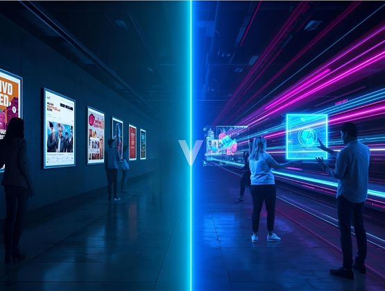 Comparison image showing interactive marketing outperforming traditional ads in 2025.